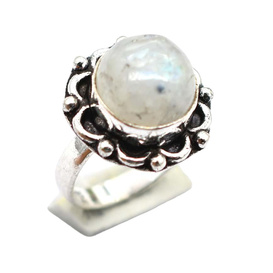 Moonstone Ethnic Handmade Ring Jewelry US Size-5.5 R 5604