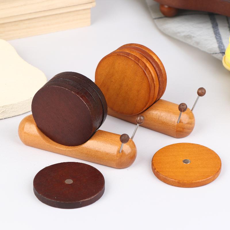 1Pc Fashion Wood Tea Cup Mat Cartoon Snail Decompression Insulated Mug Coaster Creative Coffee Table Decoration