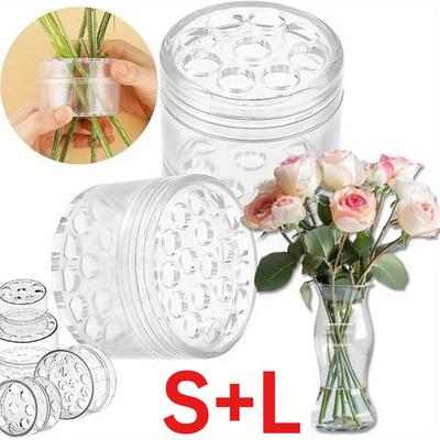 Transparent Spiral Ikebana Stem Holder for Vases Flower Stem Fixing Bouquet Twister Arrangement DIY Flower Arranging Tool (5x4cm/6.8x4.4cm)