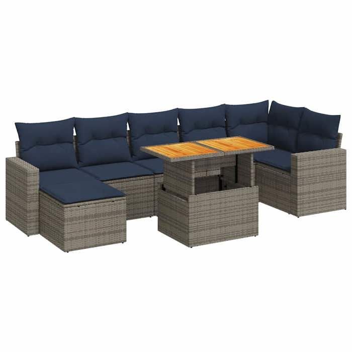 VidaXL Garden Lounge Set 8 Pcs with Grey Cushions Wicker 3327071