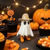 Weiße Geisterdekoration Halloween Cowboy-Statue, Gruselige Harzfigurine, Westliche Tischdekoration Skulptur mit Stiefel und Hut für Kaminsims, Etagen
