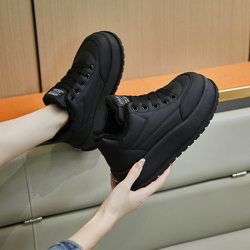 fashion 2024 Autumn Fashion New Women's Comfortable Lace-up Non-slip Solid Color High-top Shoes
