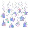 12 Pcs Mermaid Hanging Swirls Decoration Iridescent Mermaid Theme Party Garland Ocean Ceiling Streamer for Birthday Party Supplies