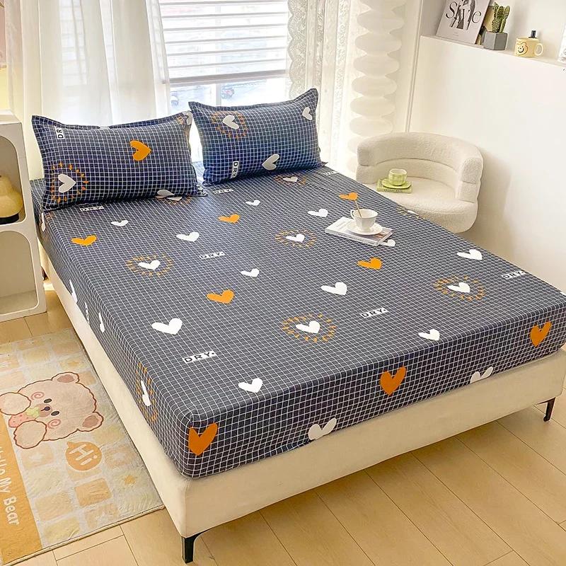 Red Flower Printed Bed Sheet Sets Queen/King Size matrimonial Reactive Printed Fitted Bedsheets for Double Bed