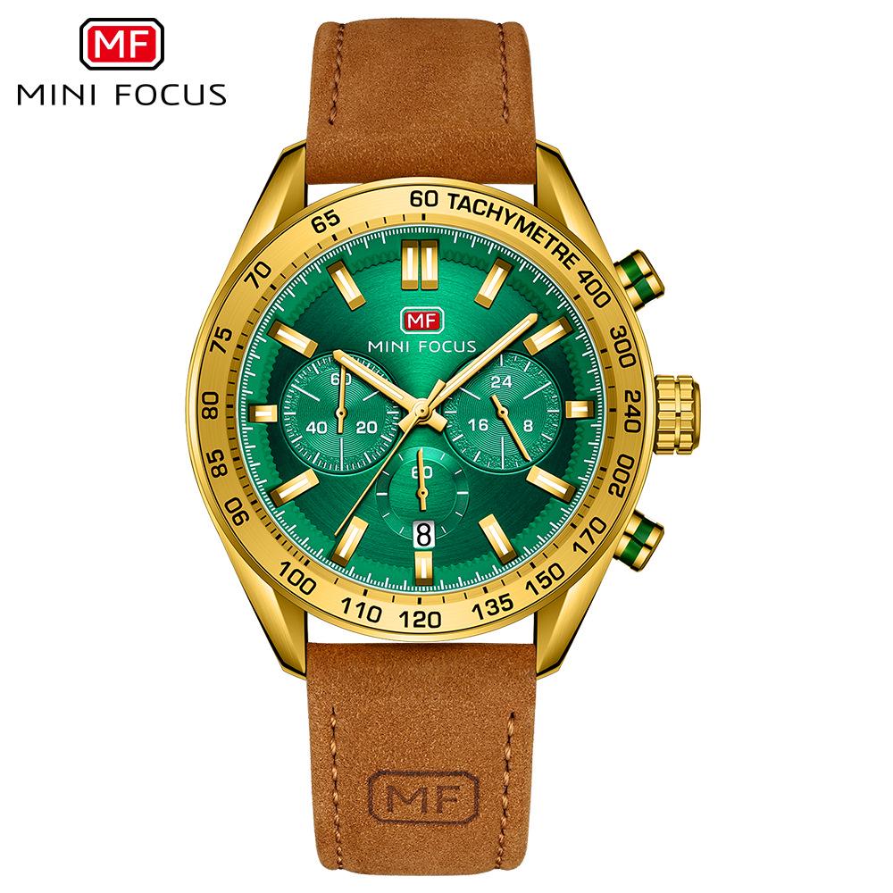 

MINIFOCUS Мужские повседневные кварцевые часы с ремешком из натуральной кожи Crazy Horse 0403G