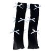 Japanese Ballet Style JK Girl Women Ribbed Knit Leg Warmer Sweet Small Bow Lettuce Hem Boot Cuffs Leg Cover Long Socks