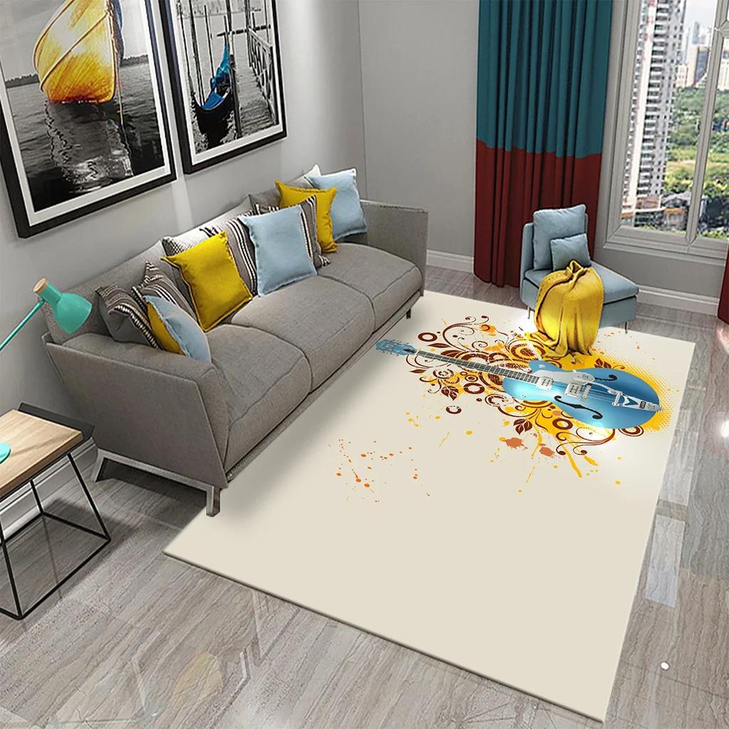 3D Music Carpet Music Instrument Rug for Living Room Bedroom Area Rug Decorative Floor Rugs Carpet Bathroom Non-slip Mat Carpet