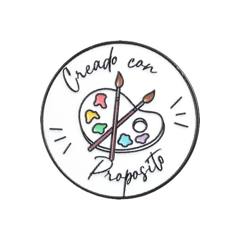 

Funny Spanish Quote Enamel Pin Creado con Propósito Art Painting Palette Brooch Lapel Badge Fashion Jewelry Gifts for Friends