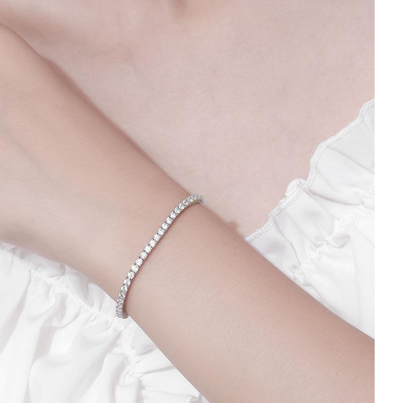 2.5mm Full Diamond Bracelet Ins Niche Design 2022 New Simple Pure Silver Light Luxury Girl's Best Friend Gift