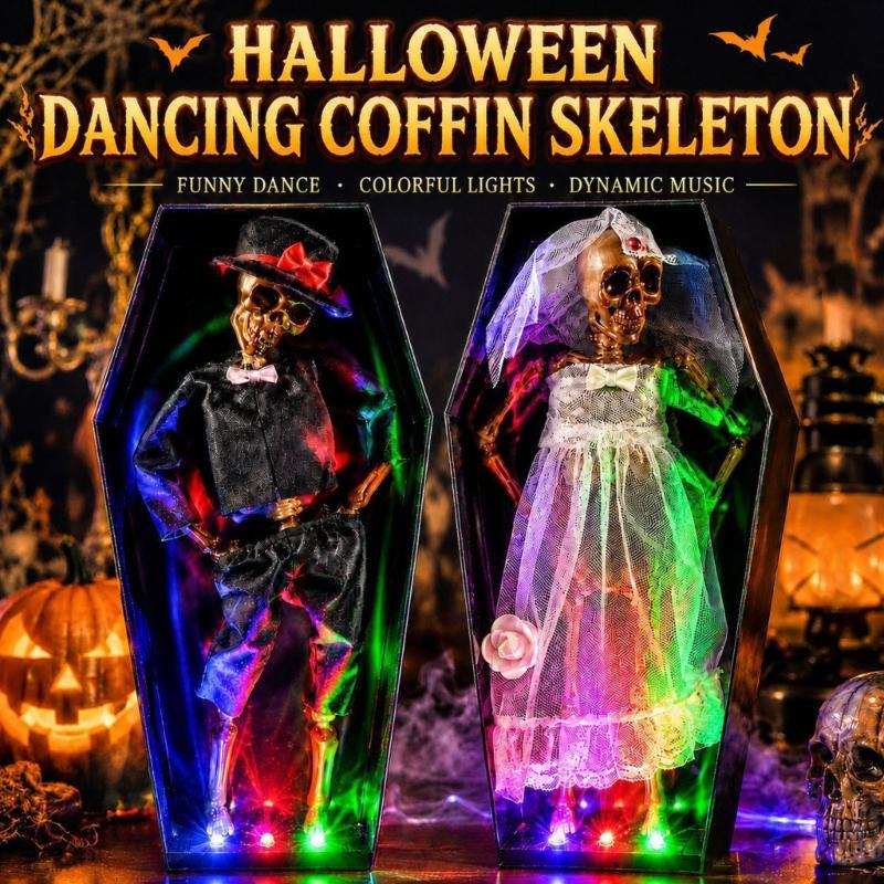 Espositore a Forma di Bara di Halloween con Azione Animata, Luce Interna e Suono per Styling di Feste e Scene Serale