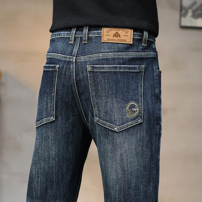 JYL Новые широкие прямые эластичные джинсы мужские молодежные прямые эластичные с высокой талией 33