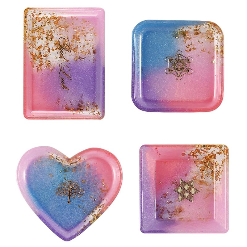 Silicone Resin Moulds Multi-shapes Resin Cup Tray Mould DIY Coaster Moulds for DIY Epoxy Resin Casting Craft Decoration