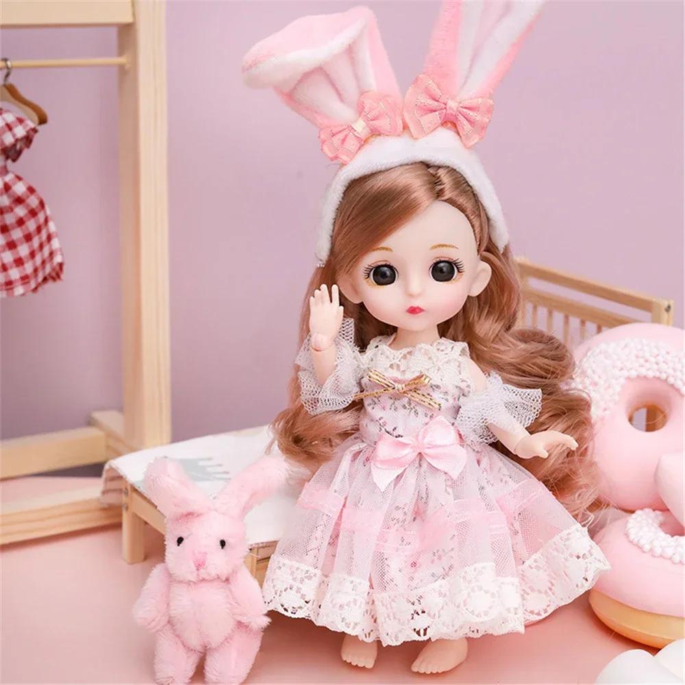 16cm 112 Mädchen Prinzessinnenpuppe BJD Puppe mit Kleidung Schuhen Beweglich 13 Gelenke Süßes Süßes Gesicht Kindergeschenk DIY Verkleidungsspielzeug für Kinder