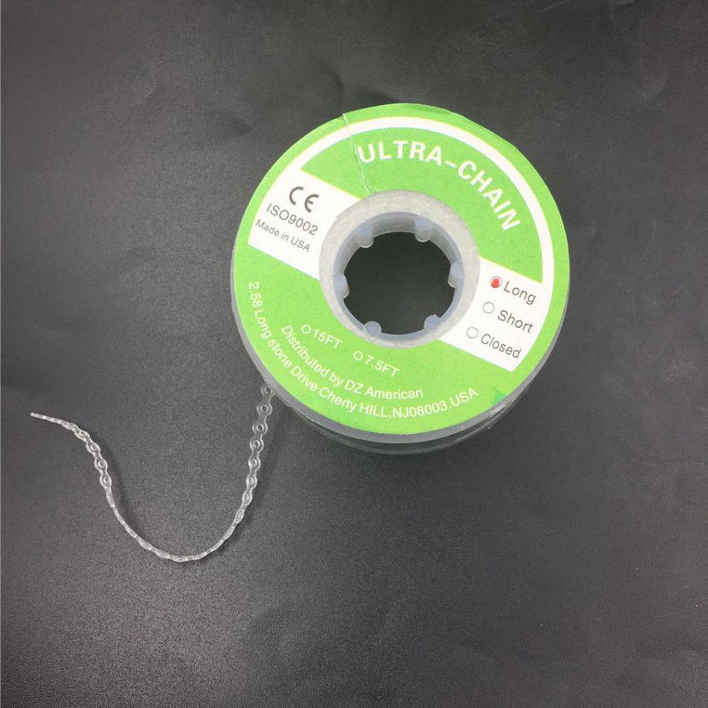 Zubařská pomůcka Ortodontická elastická čirá pryžová páska Ultra Power Chain 3 typy