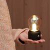 Simple Glass Lampshade Night Light Cordless Operation Eye Care Light Desk Lamp Flame Tip Design LED Bulb Lemp Christmas