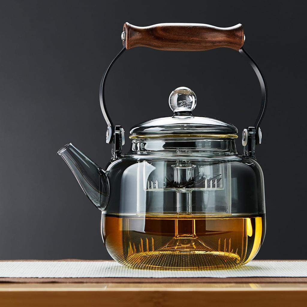 Pokaro Čajová tepelně odolná skleněná konvice, Rychlovarná konvice, Stylová, Čajová konvička, Čajová konvice, Průhledná skleněná konvice