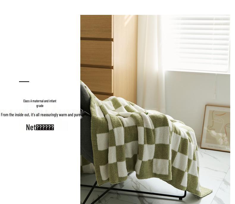 Retro Large Checkered Velvet Knitted Throw Blanket