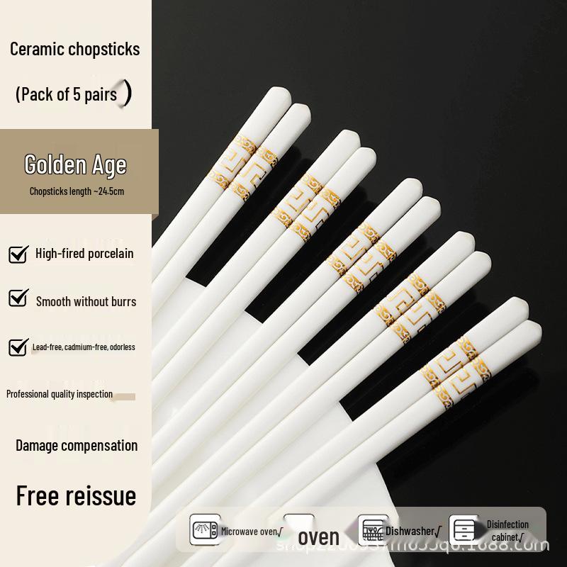 Pure White Bone China Chopsticks: Mold & Bacteria Resistant, Microwave Safe, High-Temperature Ceramic Chopsticks.