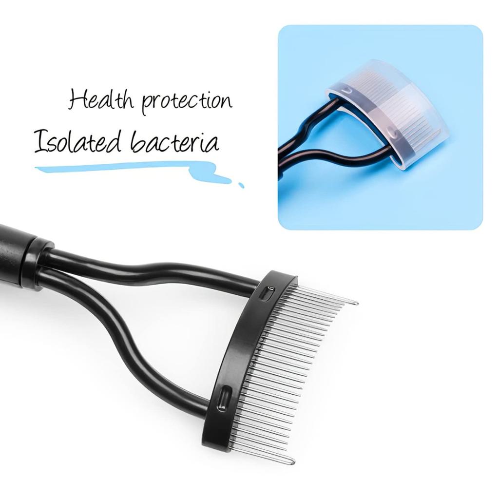 Foldable Eyelash & Eyebrow Brush - Stainless Steel Comb with Cover. Separates, Defines & Curls Lashes. Reusable & Travel-friendly.