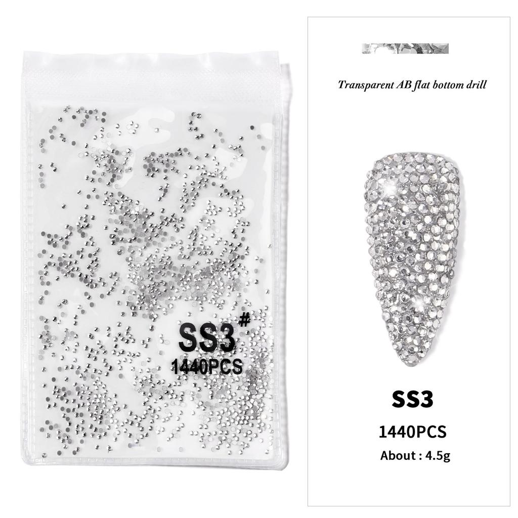 Nail Art Flat Bottom Drill Transparent Drill Ab Drill Nail Drill Diy Nail Ornament Nail Art Ornament Rhinestone