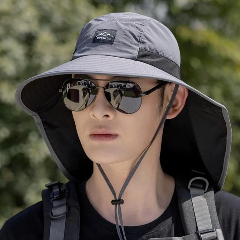 Cappello Estivo Parasole a Tesa Larga Traspirante Asciugatura Rapida Cappello da Pesca Escursionismo Uomo Donna Outdoor Anti-UV Parasole per Collo Cappello a Secchiello