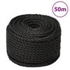153030 vidaXL Work Rope Black 20 Mm 50 M Polypropylene