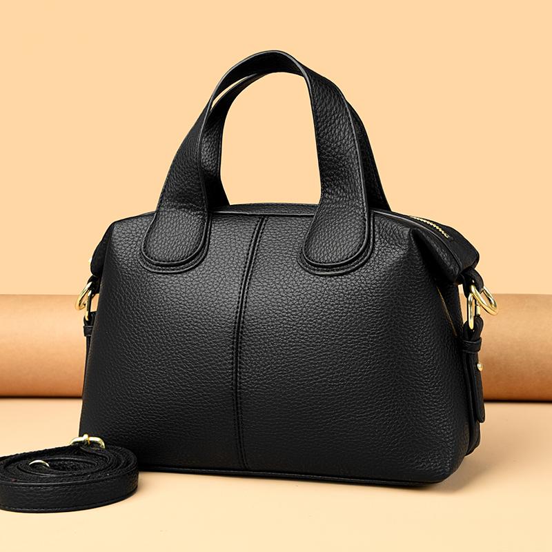 Women's Handbag with Large Capacity and Soft Leather Temperament, Niche Design, Shoulder Bag, Commuting Women's Boston Bag