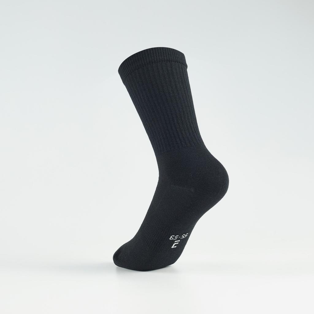 Decathlon Comfortable, Breathable, Versatile Mid-Leg Socks Unisex Pair Black