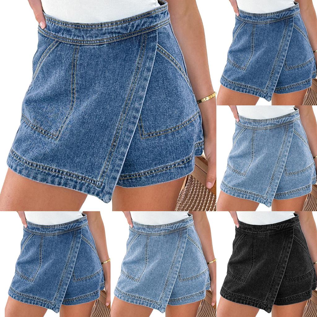 Dámské barevné džíny Stretch Slim Fit Distressed Denim Shorts