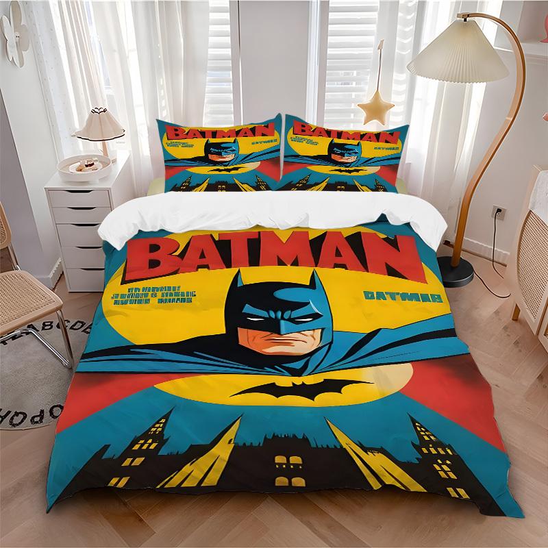 

3pcs Batman Gotham Bedding Set, Soft Polyester Duvet Cover and Pillowcases Machine Washable Seasons all suitable & Guest Room Decor303 135x200cm