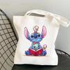 Lilo & Stitch Print Canvas Shoulder Backpack and Shopping Bag