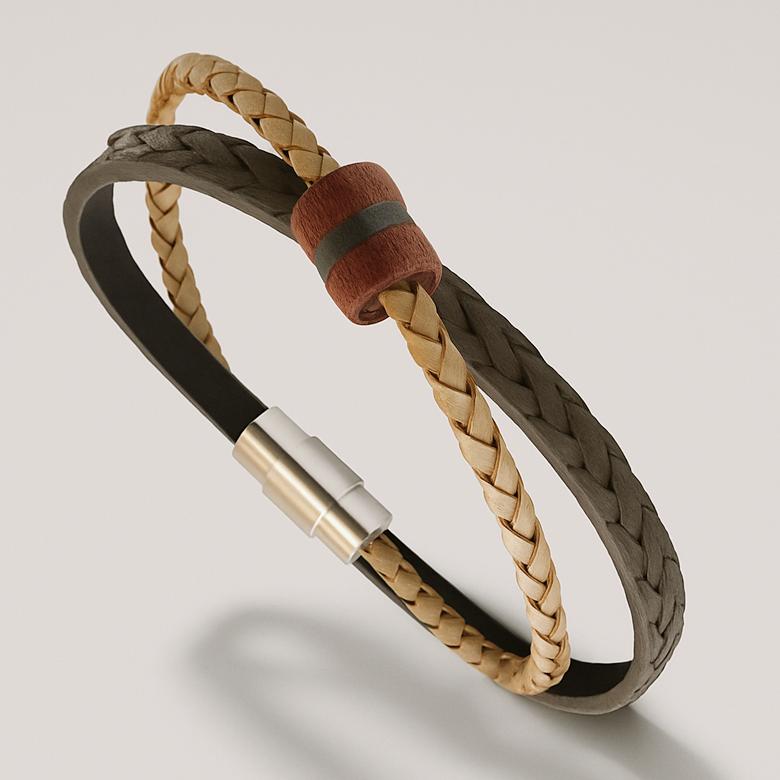Mark-4 Layered Leather (Wood Rondelle)