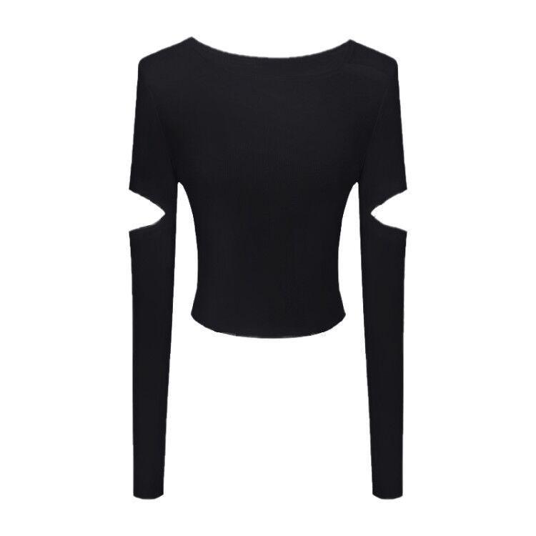 New Spring & Autumn Slim Fit Niche Design Sexy Elastic Short T-Shirt for Women