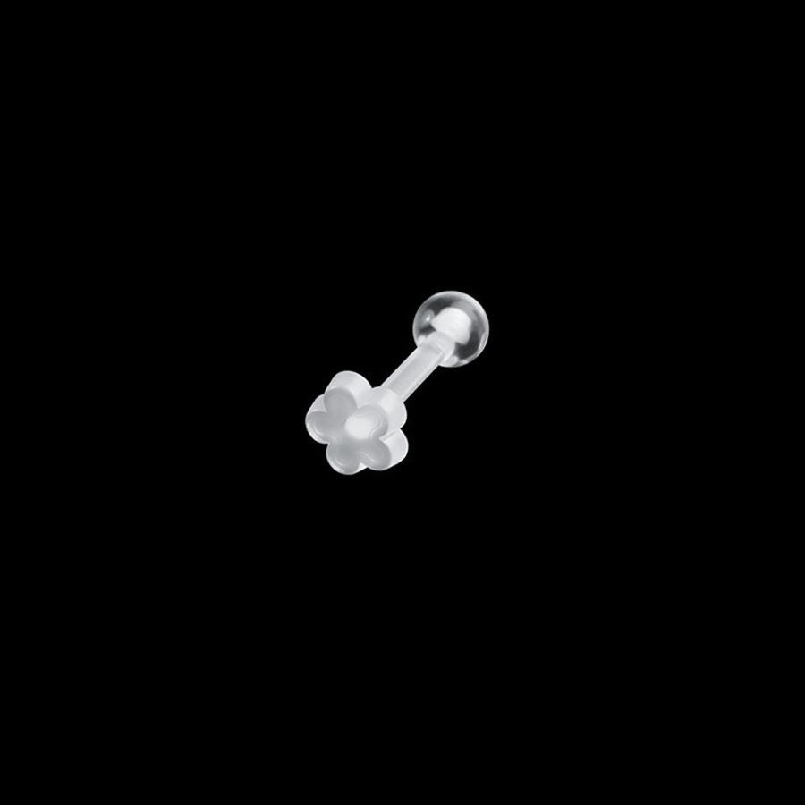 Transparenter Acryl Ohr- und Nasenstecker Stab mit Herz- und Pentagramm-Design