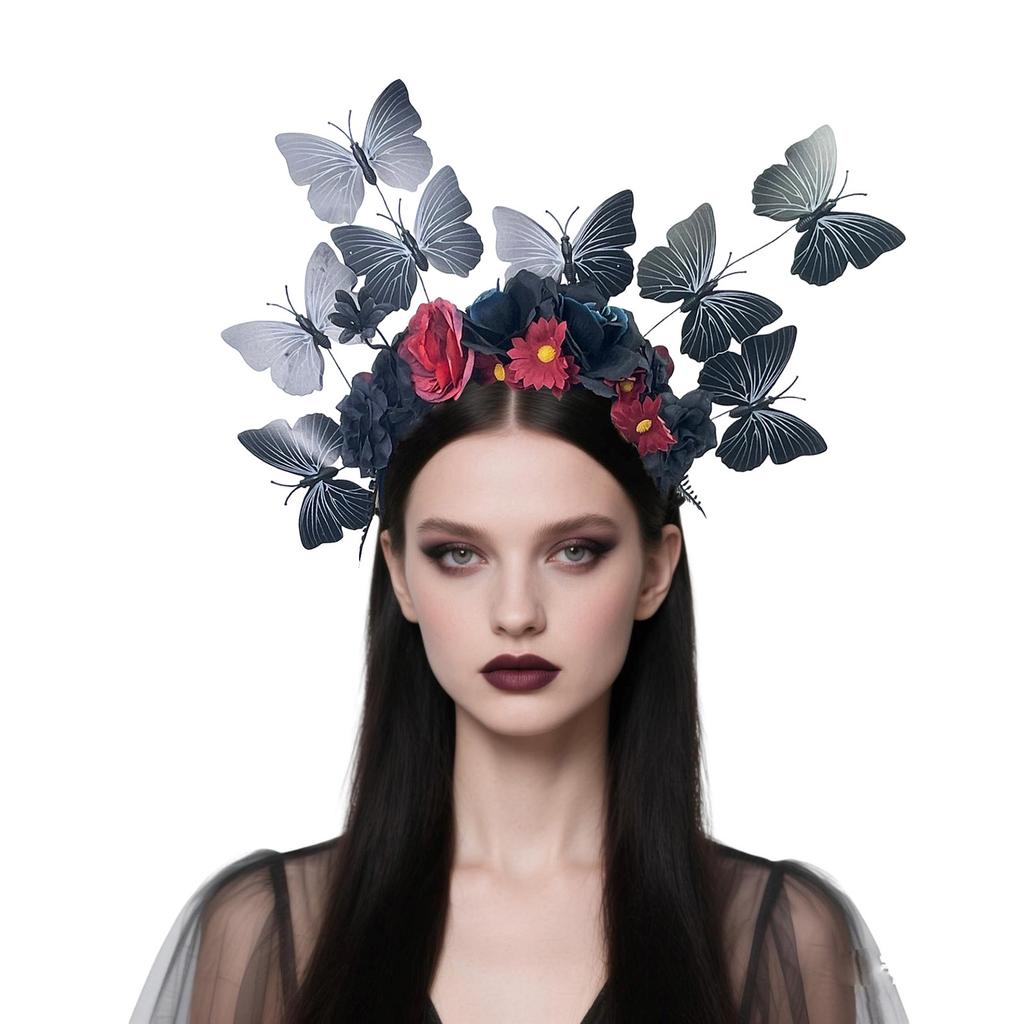 Handcraft Butterfly Flower Hairhoop Fascinator Headband For Adult Music Festival Costume Event Theme Parties Wear