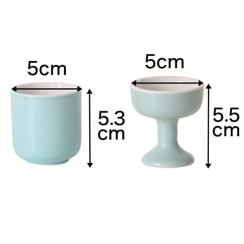 Namukumachan Kobo Set of 2 Medium Buddhist Tea Sets (1.6 inches) - Solid Celadon Buddhist Teacups, Buddhist Rice Bowls, and Teacups