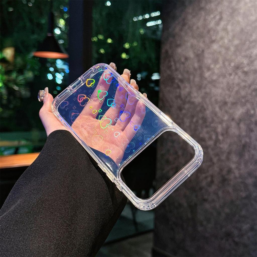 Acrylic Anti-Drop Phone Case for iPhone 17/16 Pro with Laser Heart Design