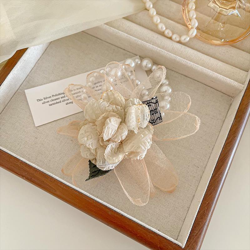 Bridesmaid Pink Rose Corsage Bracelet - Wedding Flower Accessory