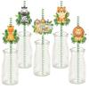Theme Animal Forest Lion Zebra Fox Pattern Party Decoration Straws Paper