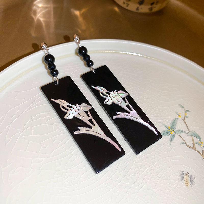 Boucles d'oreilles Guofeng Aiguille d'argent Zircon Franges Rétro Luxe Léger Haut de gamme Boucles d'oreilles Puces Niche Polyvalentes