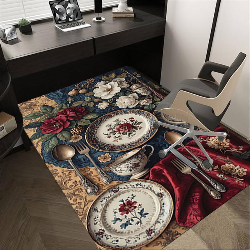 

1PC Floral Patterns Non-Slip Floor Carpet Compatible for Office&Living Room&Bedroom&Dining room - Flat - Weave Machine-S0323 60cm by 90cm