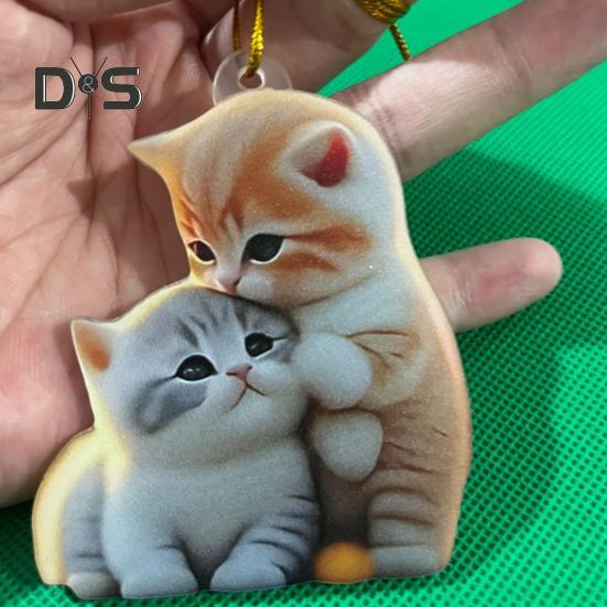 Hänge för bil 2D Akryl Färgglad Alpaca Katt Berlock Bildekoration Lättviktigt Hängsmycke för Fordon