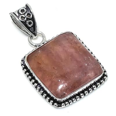 Natural Strawberry Quartz Gemstone 925 Sterling Silver Pendant 1.81" H0l77