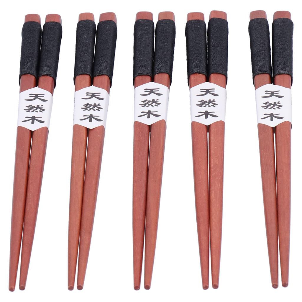 5Pairs Wooden Chopsticks Tangled Line NonSlip Sushi Chopsticks for Hotel Household Restaurant(Brown )