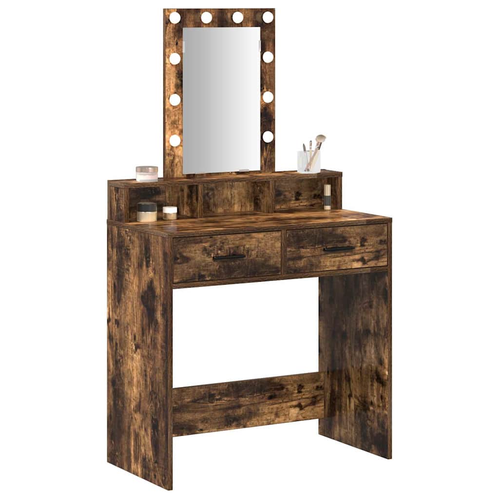 Makeup Table with Storage Brown 79 x 41 x 140 cm Engineered Wood