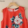 ZANZEA Women Casual Round Neck Floral Print Sleeveless Tank Tops