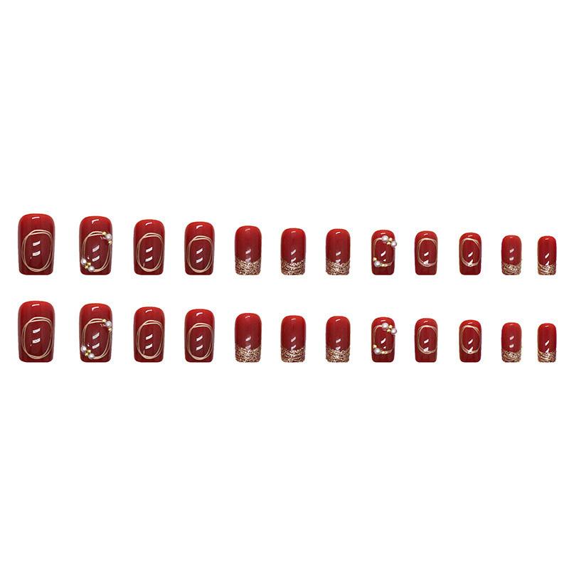 24 pezzi di diamanti scintillanti rosso vino, nail art vibrante di Capodanno, polvere d'oro scintillante, nuovo diamante che indossa un'armatura