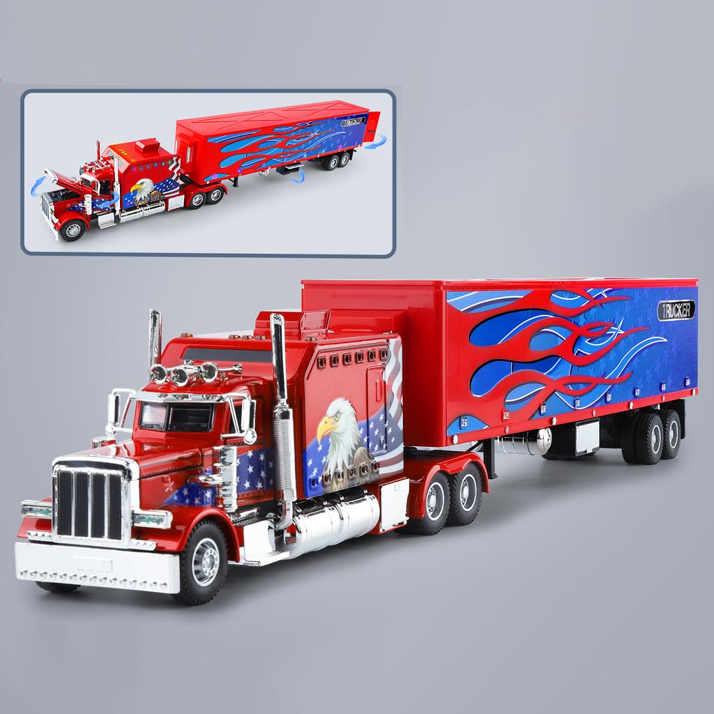 1:24 Scale Peterbilt 389 Tractor Trailer Play Toy Truck Vehicle for Kids, Lonestar Design, With Functions, Pre Built Semi, Reali