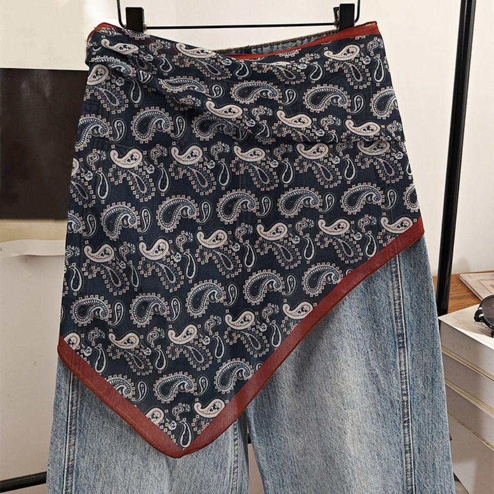 Elegantes Multifunktionales Florales Dreieckstuch Florales Batik-Damen-Halstuch Dreieck Baumwolle Ethnisch Bedrucktes Tuch Passende Hosen