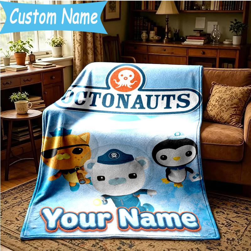 Custom Name Octonauts Adventure Blanket Flannel Blanket for Camping, Hiking, Garden Parties, Picnic Essentials,gift for family and friend